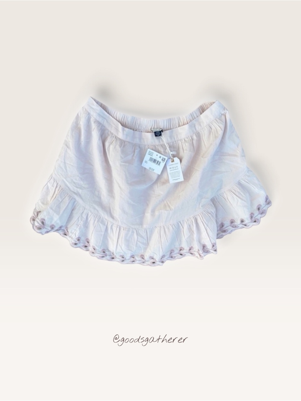 NWT American Eagle 100% Cotton Pink Embroidered Ruffle Mini Skirt L